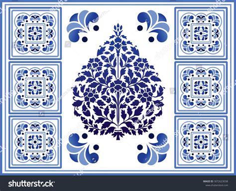 Blue Pottery Tiles Floor Blue White Stock Vector (Royalty Free ...