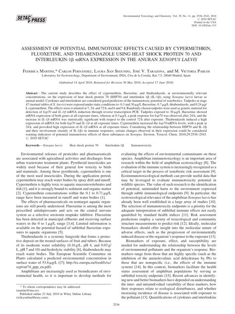 (PDF) Assessment of potential immunotoxic effects caused by cypermethrin, fluoxetine, and ...