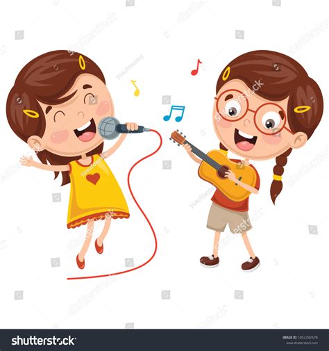 Vector Illustration Kids Making Art Performance Stock Vector (Royalty ...