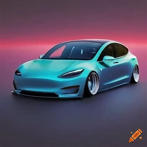 Image of a slammed tesla car on Craiyon