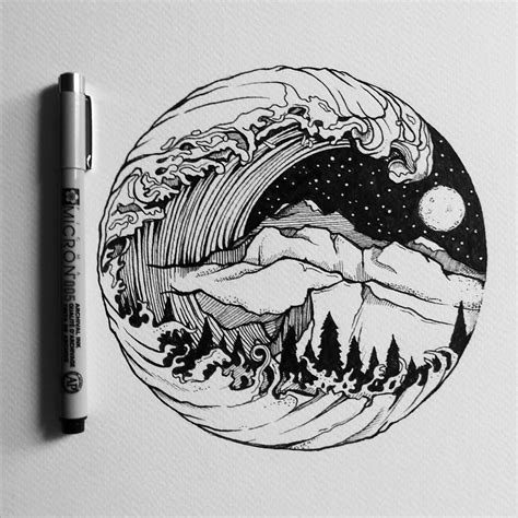 joe-crisp-Art on Instagram: “#art #artist #Illustrations #drawing #nature #waves #mountains # ...