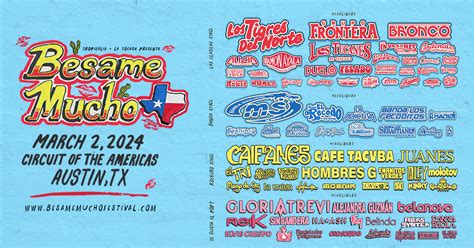 Besame Mucho Festival Comes To Austin, TX Saturday, March 2, 2024 Circuit Of The Americas - Live ...