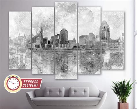 Cincinnati Canvas Art Cincinnati Skyline Cincinnati Wall - Etsy