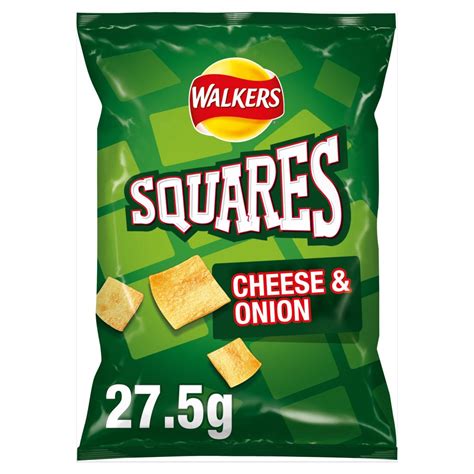 Walkers Squares Cheese & Onion Snacks Crisps 27.5g | Bestway Wholesale