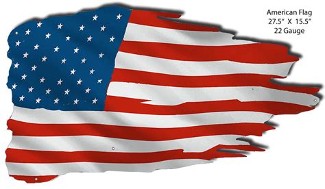 American Flag Cut Out Reproduction Large Nostalgic Metal Sign 15.5x27 ...