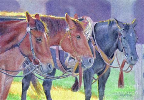 Three Colorful Cutting Horses Painting by Dale Tremblay - Fine Art America