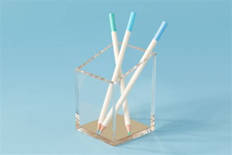 Acrylic and Gold Pencil Holder — OfficeGoods