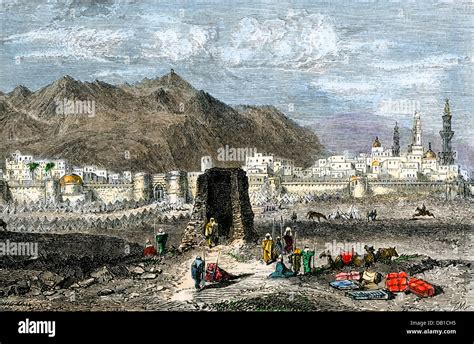 Tomb of the Prophet Muhammad, Medina, Arabia, 1800s. Hand-colored woodcut Stock Photo - Alamy