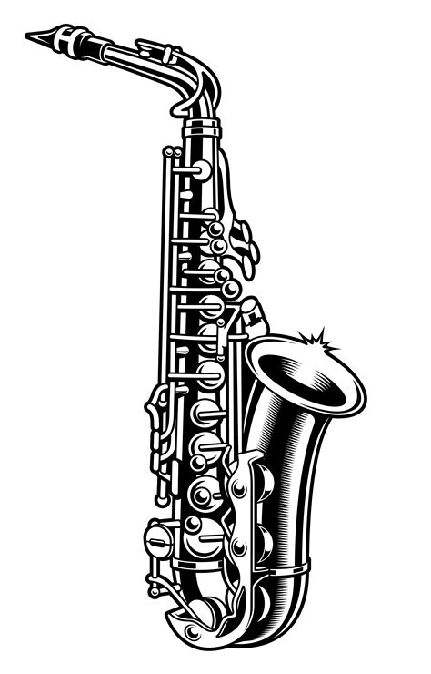 Saxofon blanco y negro ilustración 539080 Vector en Vecteezy