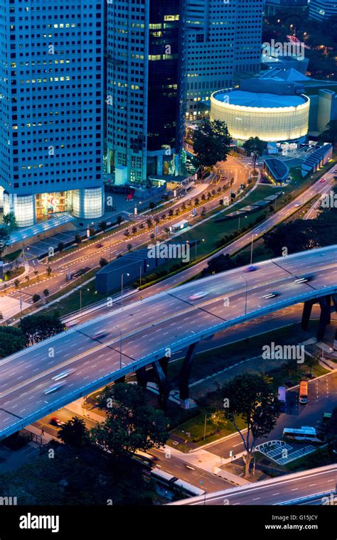 Night scene of Singapore Marina Bay district Stock Photo - Alamy