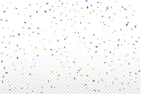 Colorful confetti falling isolated on transparent background. Anniversary and birthday ...