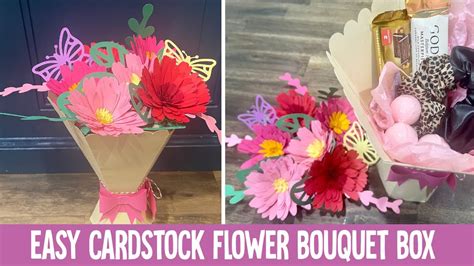 EASY Cardstock Flower Bouquet Gift Box Made With My Cricut | Vase and Flower Tutorial - YouTube