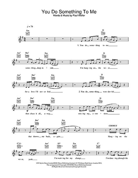 Paul Weller "You Do Something To Me" Sheet Music Notes | Download Printable PDF Score 120416