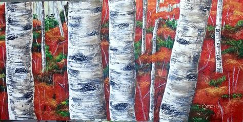 Aspen trees by Caren. Acrylics. | Painting, Aspen trees, Art