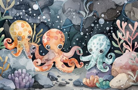 Whimsical Octopus Nautical Art Free Stock Photo - Public Domain Pictures