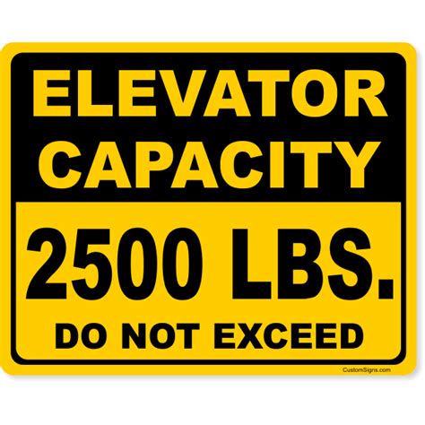 Custom Elevator Capacity Full Color Sign | 8" x 10" | Customsigns.com