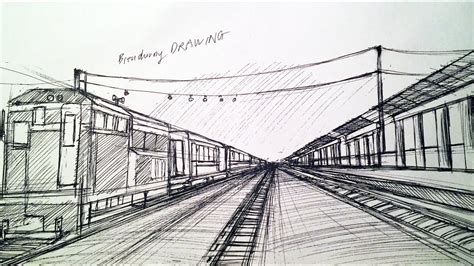 Train Perspective Drawing at PaintingValley.com | Explore collection of Train Perspective Drawing