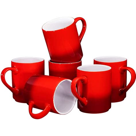 Bruntmor Porcelain Coffee Mugs Set of 6 - 12 oz Gradient Red - Walmart.com - Walmart.com