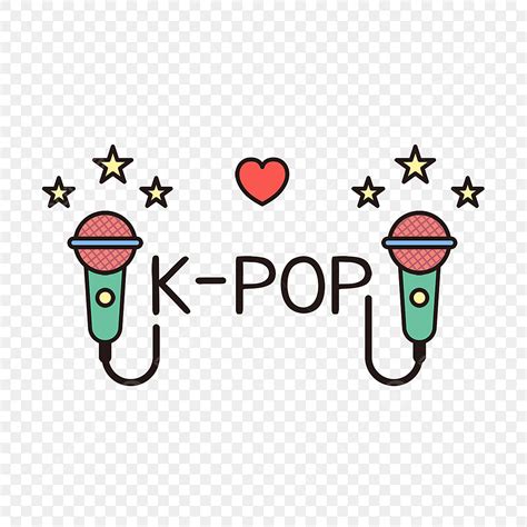 Farbiges Strichmännchen Mikrofonkabel Um Das Koreanische K Pop Symbol Des Charakters, Musik ...