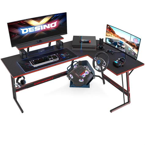 DESINO L Shaped Gaming Desk Computer Corner Desk PC Writing Table Gamer Workstation for Home ...