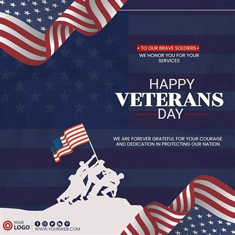 Modern Social Media Post Template - Happy Veterans Day | 3D DECORATIVE
