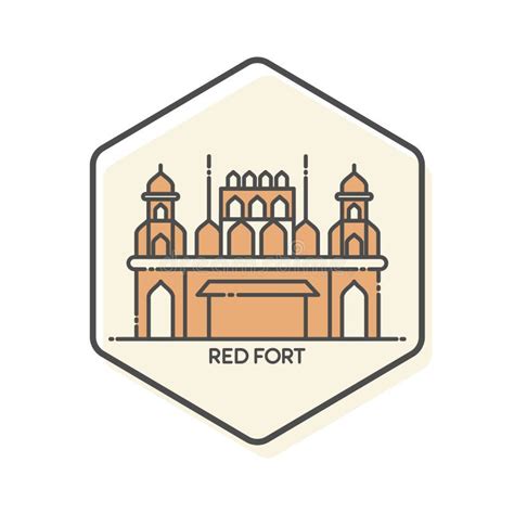 Red Fort - New Delhi, India Lineal Icon Stock Vector - Illustration of ...