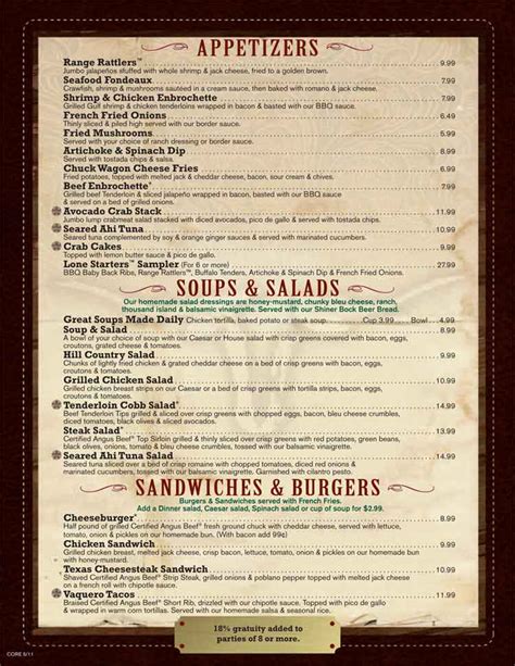 Saltgrass Steakhouse Restaurant Menu on the Riverwalk in Downtown San ...