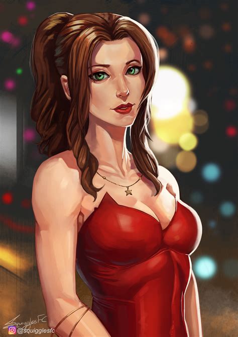 some fanart i did of aerith who looks absolutely gorgeous in the remake ...