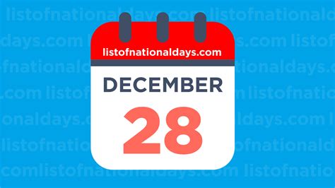 DECEMBER 28TH: National Holidays,Observances & Famous Birthdays