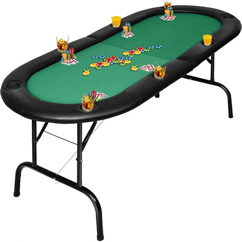 Giantex Foldable 8 Player Poker Table Casino Texas Holdem Folding Poker Play Table by Giantex ...