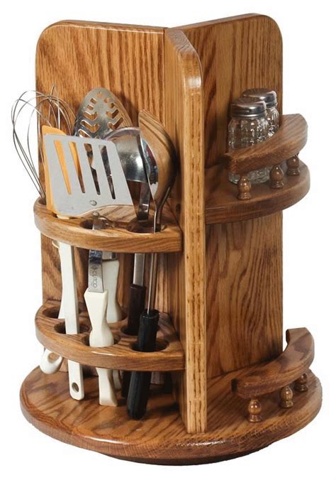 Amish Wood Kitchen Utensil Lazy Susan with Paper Towel Holder and Spice Rack in 2020 | Wood ...