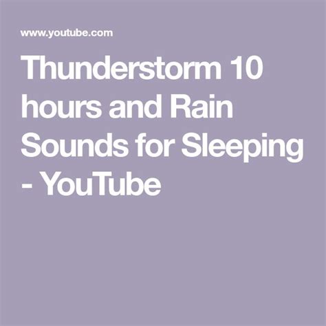 Thunderstorm 10 hours and Rain Sounds for Sleeping - YouTube | Relaxing rain sounds, Sound of ...