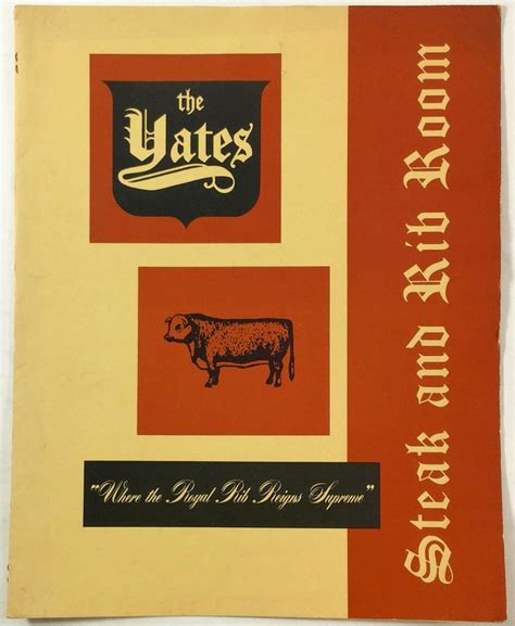 Vintage Dinner & Wine Menu YATES HOTEL Steak & Rib Room RESTAURANT Syracuse NY | Restaurant, Menu