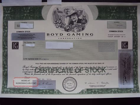 Boyd Gaming Stock Certificate