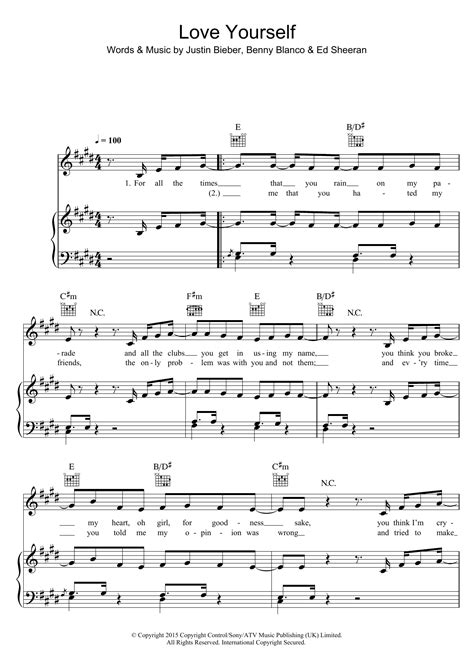 Justin Bieber - Love Yourself sheet music