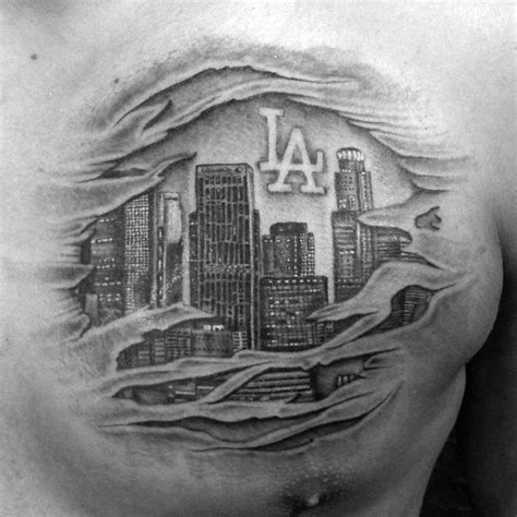 30 Los Angeles Skyline Tattoo Designs For Men - Southern California Ink Ideas