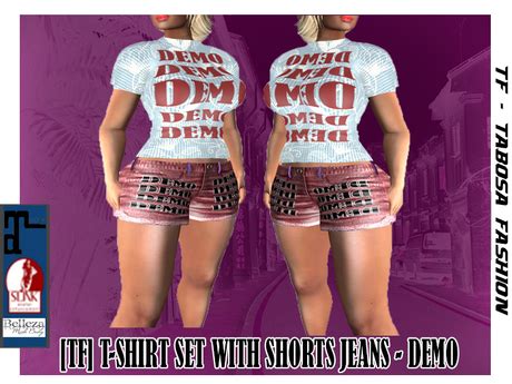 Second Life Marketplace - [TFF] SET GIRL BASIC T-SHIRT + BASIC JEANS SHORTS - DEMO