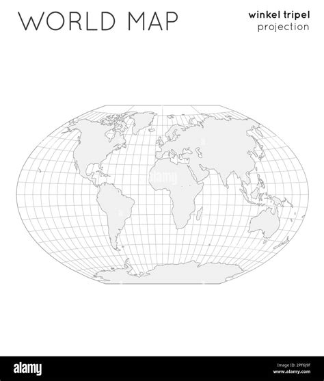 World map. Globe in winkel tripel projection, with graticule lines ...