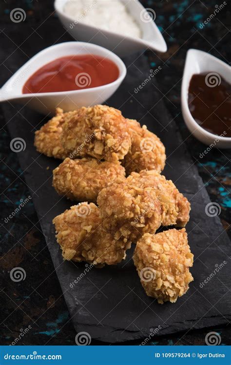 Deep fried chicken nuggets stock photo. Image of meal - 109579264