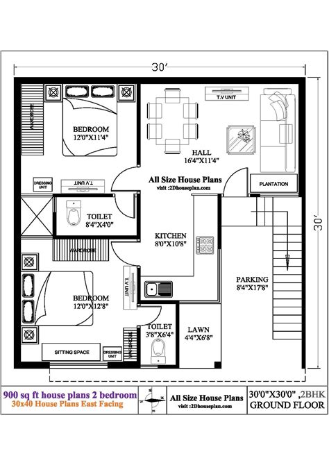 900 Sq Ft House Plans 2 Bedroom | Best 2 30 X30 House Plans