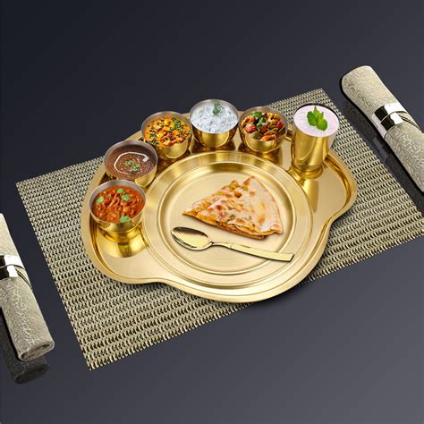 Stainless Steel Thali Set (1 Person) with Gold PVD Coating Nifty