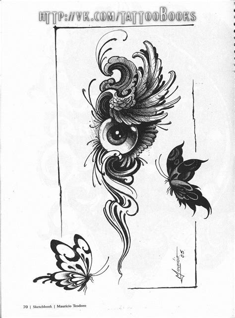 an ink drawing of two butterflies with swirls on the wings and one butterfly in the middle