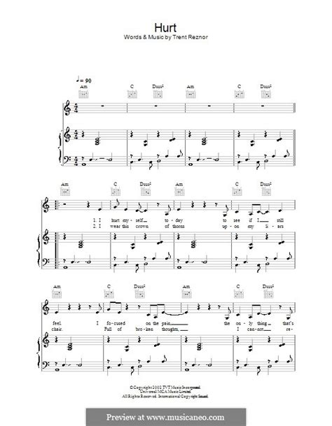 Hurt (Nine Inch Nails) by T. Reznor - sheet music on MusicaNeo