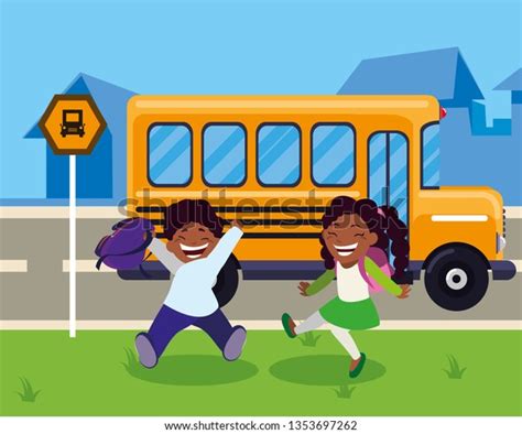 Happy Little Black School Kids Bus 스톡 벡터(로열티 프리) 1353697262 | Shutterstock