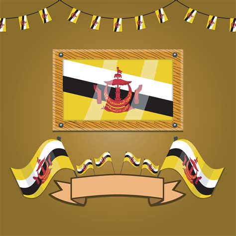 Brunei Darussalam Flags On Frame Wood, Label 4433177 Vector Art at Vecteezy