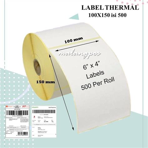 Jual [SALE] KERTAS STIKER LABEL BARCODE 100x150 MM KERTAS STICKER THERMAL A6 RESI OLSHOP JNE JNT ...