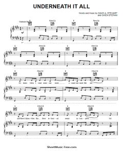 Underneath It All Sheet Music No Doubt - ♪ SHEETMUSIC-FREE.COM