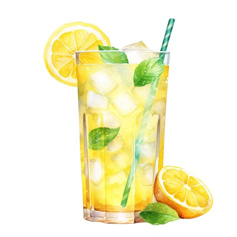 Watercolor Lemon Soda, Soda, Cocktail, Lemon PNG Transparent Image and ...