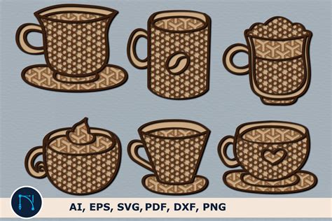 Cricut Cute Coffee Cup Layer SVG Bundle Graphic by NGISED · Creative Fabrica