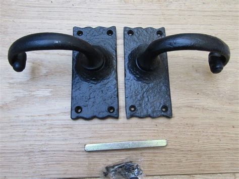 Cast iron Black antique lever mortise door handles old rustic vintage ...